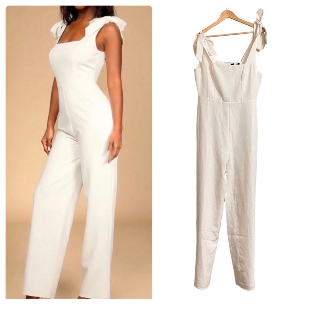 Lulu's White Jumpsuit with Tie Straps